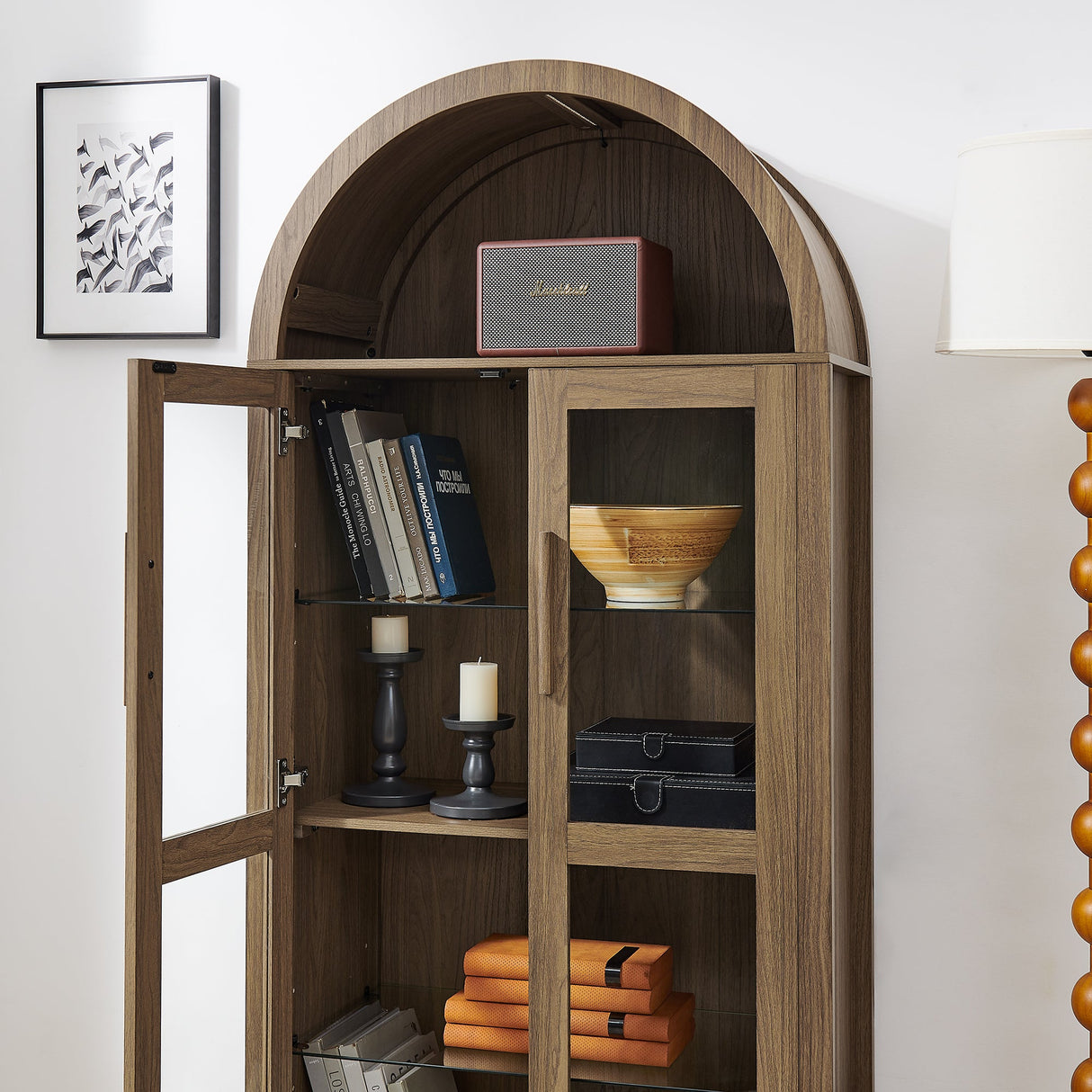 High Arched Storage Cabinet with Lamp