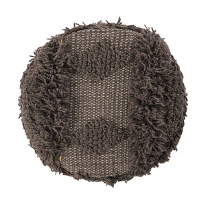 Roja - Handcrafted Wool & Cotton Foot Stool With Eucalyptus Wood Frame - Dark Brown