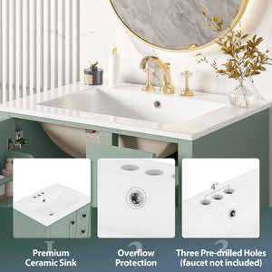 Bathroom Vanity With Integrated Basin, Soft Close Drawers, Door Mounted Double Layer Shelf