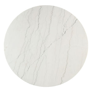 Edwyn - Round Dining Table - White Natural Marble Top & Espresso