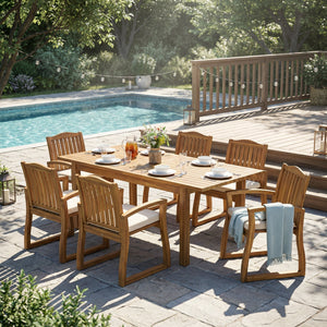 7 Pieces Acacia Wood Outdoor Dining Set