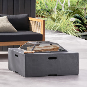 Outdoor 29' Square MgO Wood-Burning Fire Pit - Dark Gray