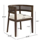 Barrel Dining Chair with Rattan Back, Set of 2