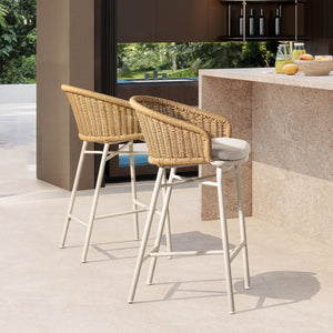 Santorini 28" Wicker Back Outdoor Bar Stool Set of 2