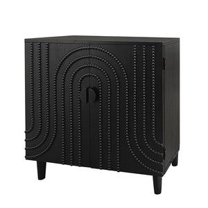 Modern Black Wood Storage Cabinet with Decorative Door, 30in Accent Sideboard for Living Room, Bedroom, or Entryway