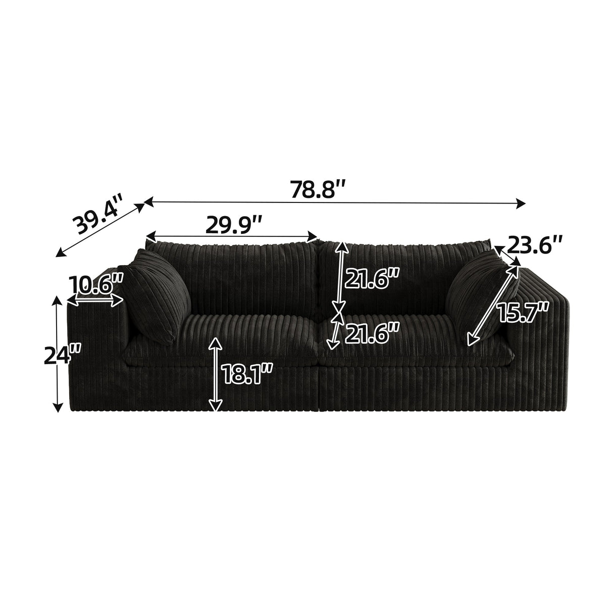 Y137 Modular Black Sofa