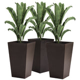 Outsunny set of 3 tall planters with drainage hole, outdoor flower pots, indoor planters for porch, front door, entryway, patio and deck