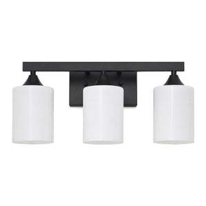 3-Light Matte Black Bathroom Vanity Light