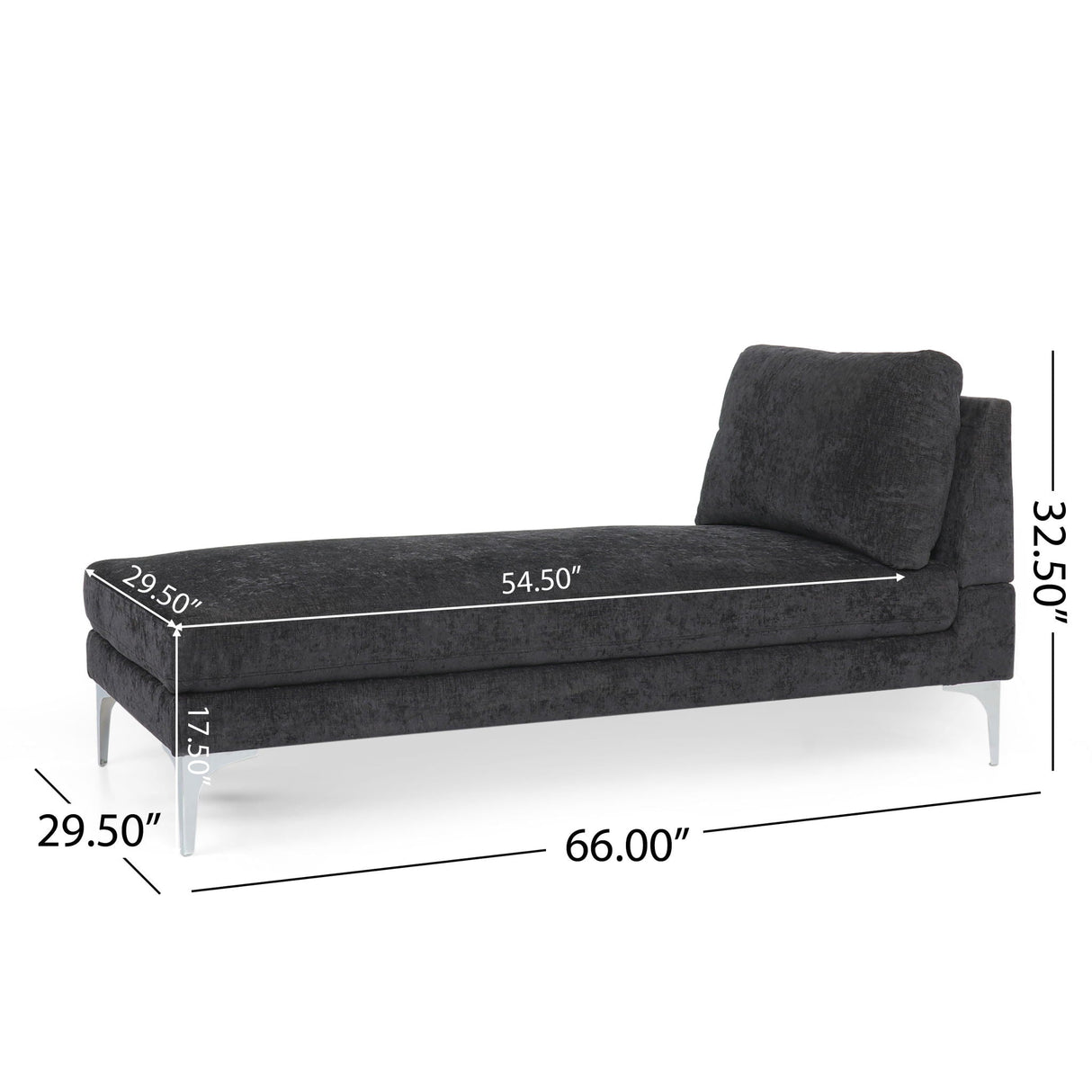 Fabric Upholstered Chaise Lounge With Iron Bracket Legs - Gray