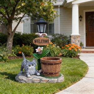 Lying Cat Solar Planter Garden Decor