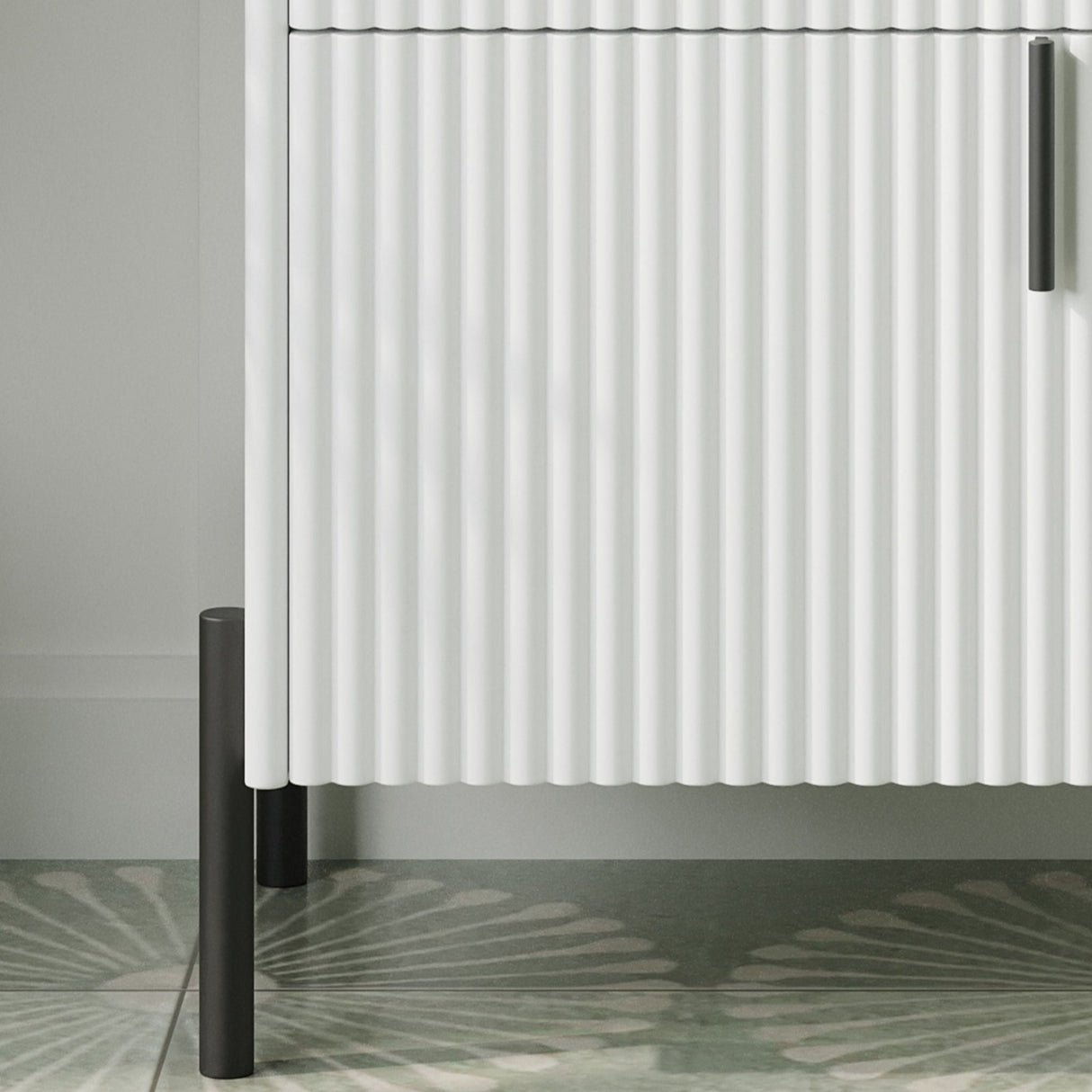 Fluted Bathroom Vanity With Ceramic Sink, Freestanding Design