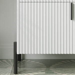 Fluted Bathroom Vanity With Ceramic Sink, Freestanding Design