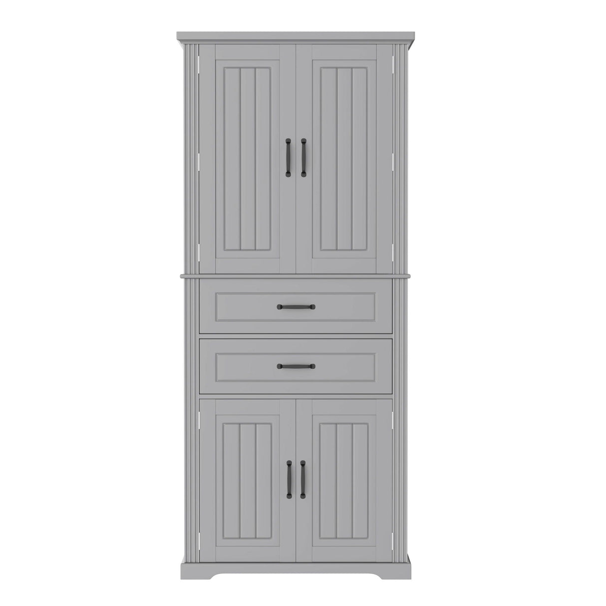 Multi Functional Storage Cabinet With Adjustable Shelves, 2 Drawers, Door Shelves