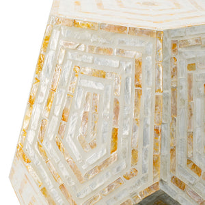 18x18x21" Hexagonal Capes Capiz Stool Cream/Yellow