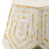 18x18x21" Hexagonal Capes Capiz Stool Cream/Yellow