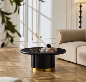 Round Coffee Table with Sturdy MDF Pedestal