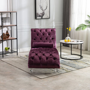 Chaise Lounge Indoor, Button Tufted Upholstered Chaise Lounge Chair With Pillow
