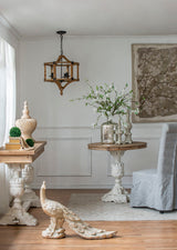 3 Light Wood Drum Chandelier with Adjustable Chain for Kitchen