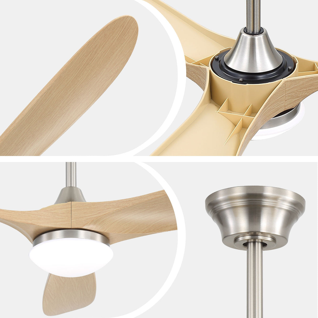 Smart Ceiling Fan With Lights, 3 Blades, Reversible Quiet DC Motor For Indoor