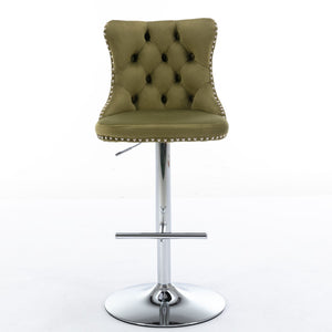 Swivel Barstools Adjusatble Seat Height From 25-33", Modern Upholstered Base Bar Stools With Backs Comfortable Tufted For Home Pub And Kitchen Island (Set of 2)
