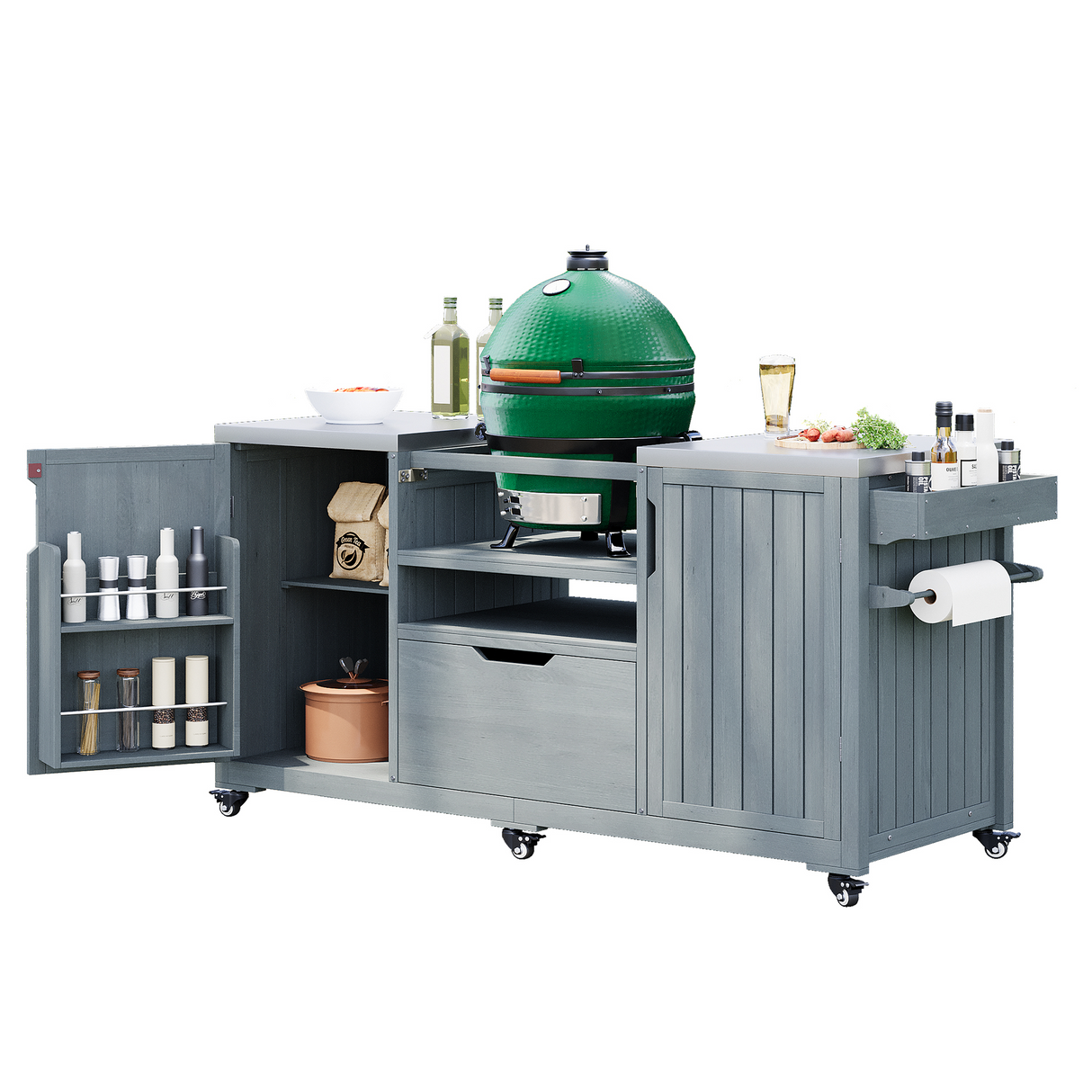 K&K 66.5" Outdoor Kitchen Island for Big Green Egg Grills