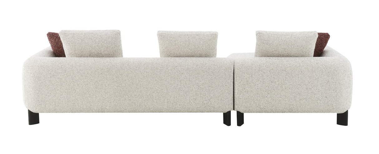 Mardi - Tweed Sectional Sofa With 3 Pillows - Maroon / Beige