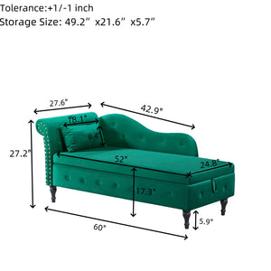 Aijia 60" Velvet Multifunctional Storage Chaise Lounge