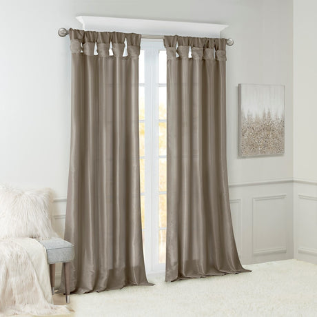 Twist Tab Lined Window Curtain Panel Pewter 50x108"