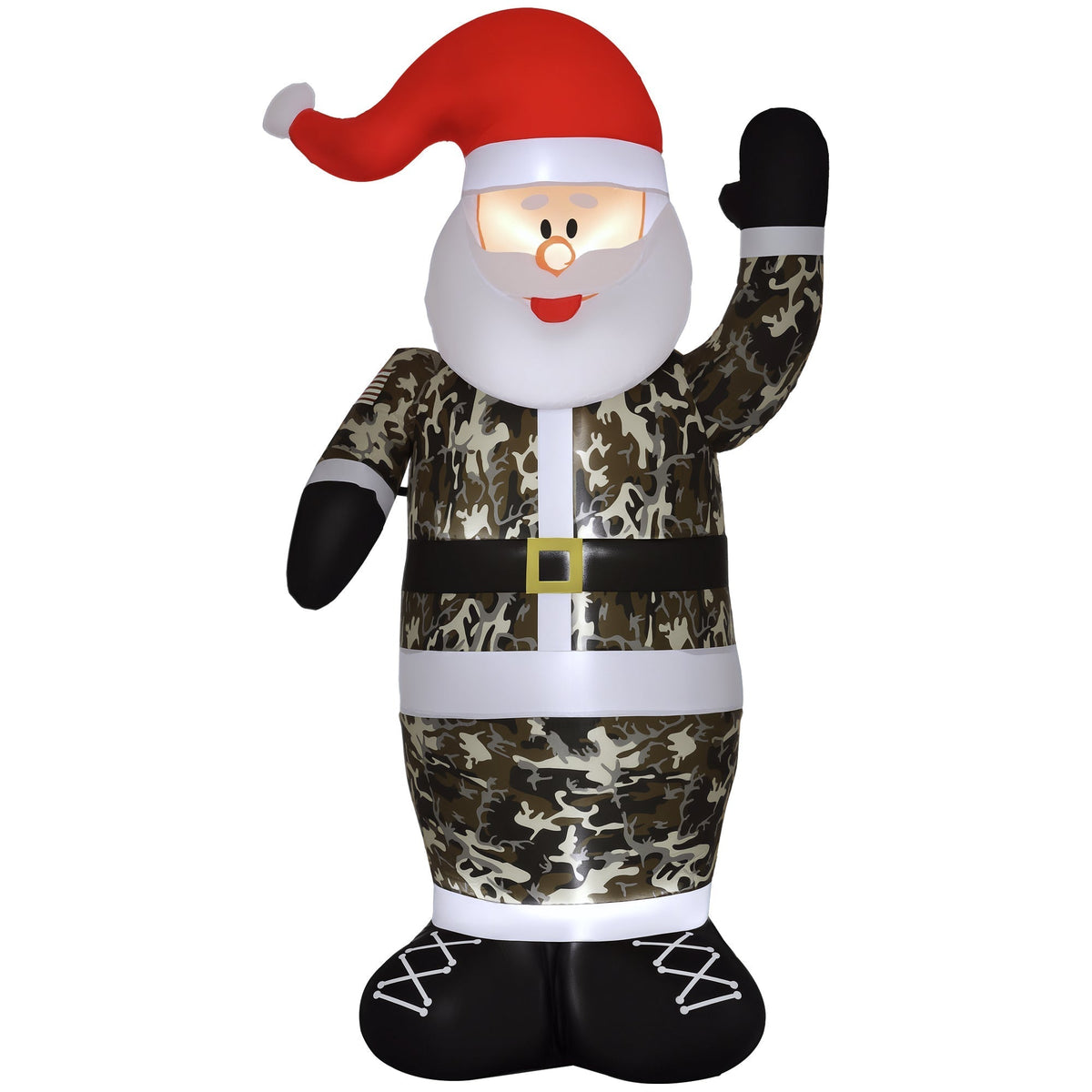 Camouflage Santa Claus Inflatable Christmas Decoration with LED Lights - Outdoor
