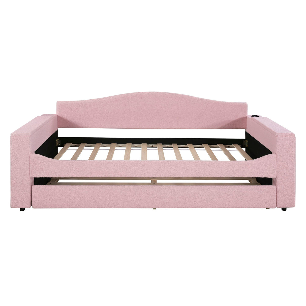 Upholstered Daybed With Storage Armrests, Trundle And Latest Integrated tooth Audio System