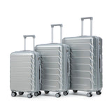 3-Piece ABS Spinner Wheel Luggage Set with Combination Lock - Silver