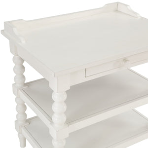 Aria - Nightstand With Styling, 2 Shelves, Pull Out Tray, Spool Turned Legs - Antique White