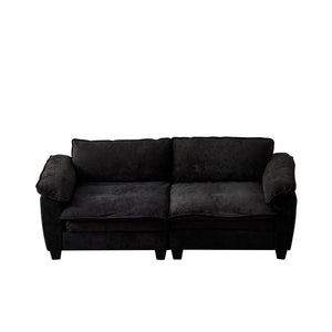 Living Room Furniture Big Loveseat Luxury Couch with Soft Chenille Upholstered Sofa Black