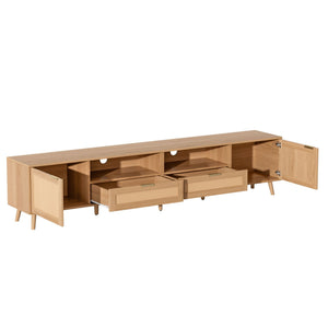 TV Stand Media Console with Cable Management - Light Brown or Black