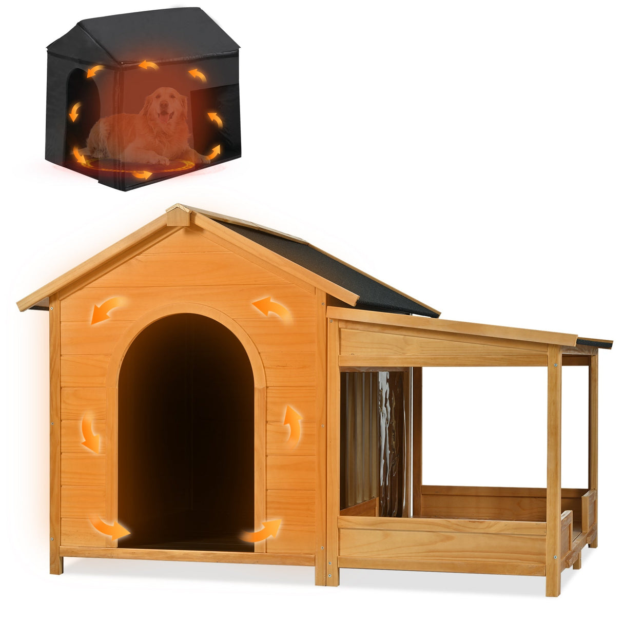 60.2' Large Outdoor Dog House with Insulated Liner for Winter
