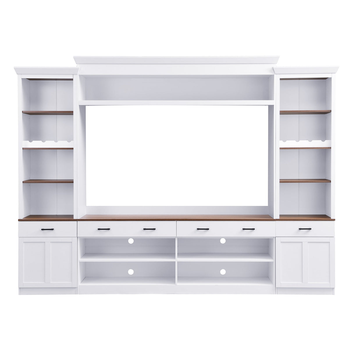 Farmhouse 4-Piece Entertainment Center with Bookshelf for TVs Up to 70"