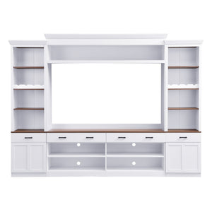 Farmhouse 4-Piece Entertainment Center with Bookshelf for TVs Up to 70"