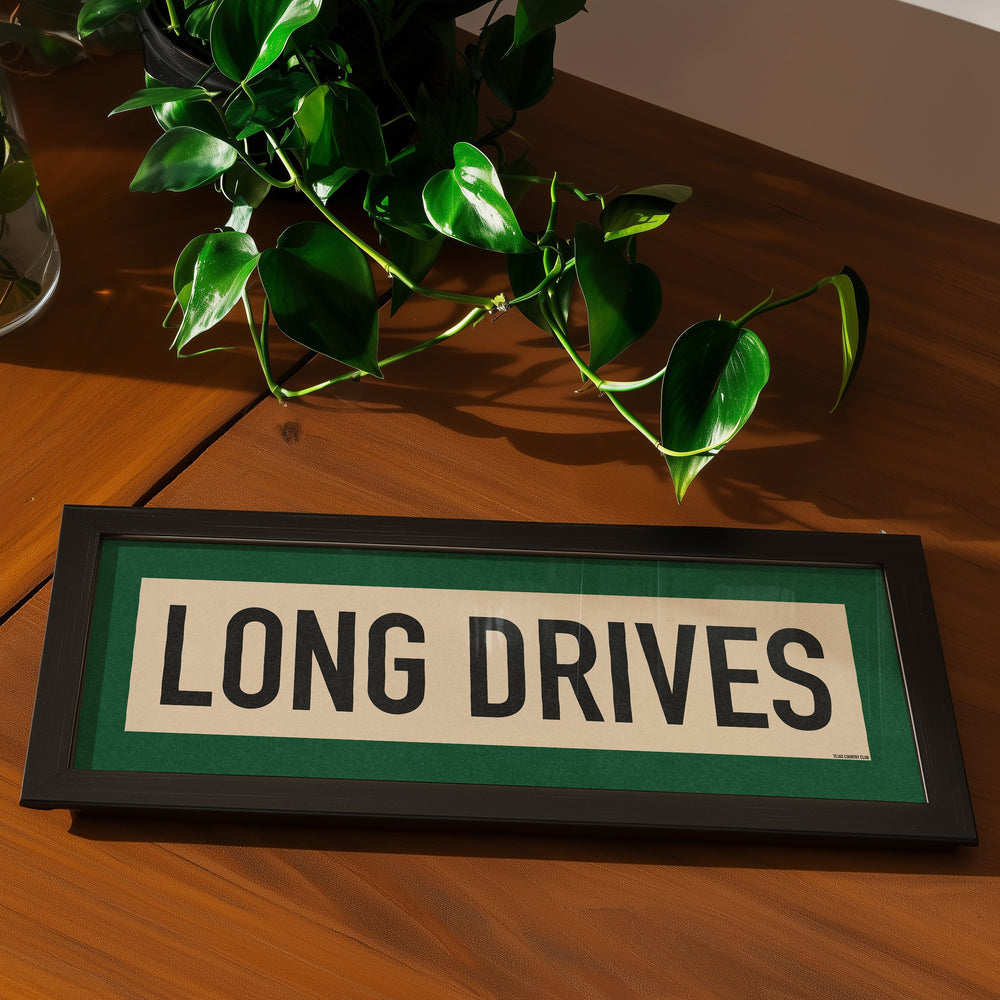 Framed Long Drives Golf Art Scroll Sign
