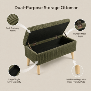 32 Inch Wide Olive Ottoman
