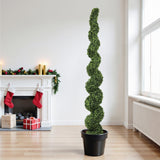 7FT Spiral Topiary Trees Artificial Outdoor Faux Boxwood Plants