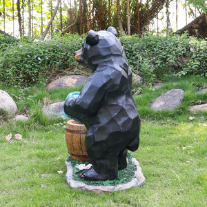 Outdoor Garden Sculpture Bear Flower Pot Planter