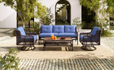 GO 4 Pieces Patio Furniture Set with Swivel Chairs and Outdoor Wicker Sofas
