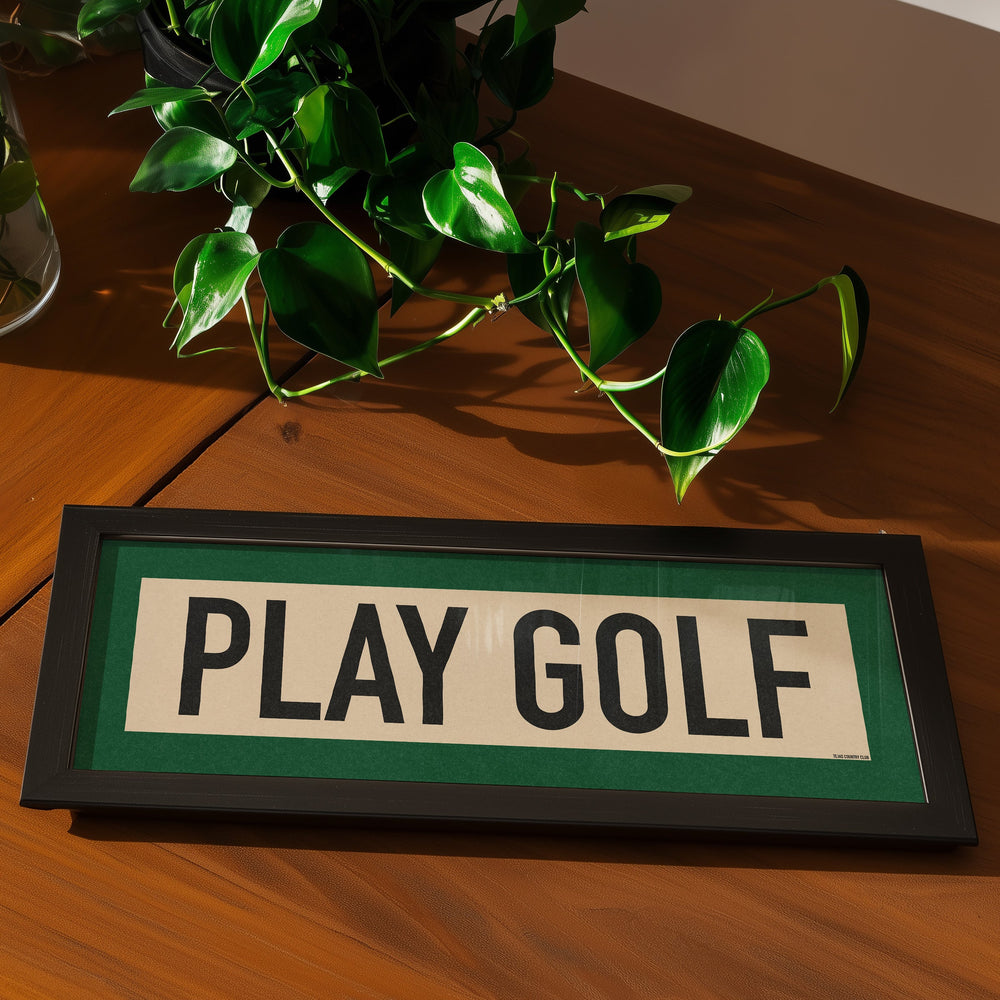 Framed Play Golf Art Scroll Sign