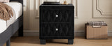 Elegant Velvet Nightstand with 2 Drawers and Crystal Handles