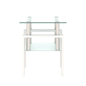 Modern Tempered Glass Tea Table, End Square Table For Living Room