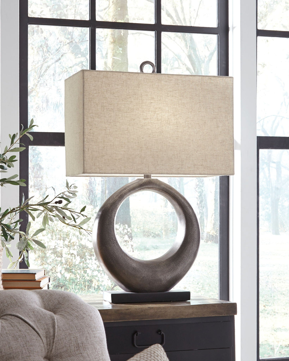 Saria - Metal Table Lamp  - Antique Silver Finish