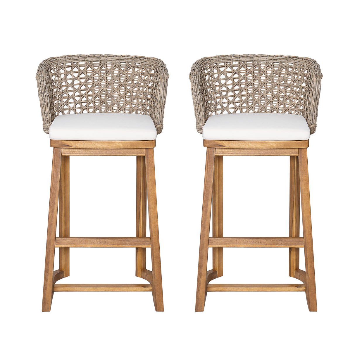 Outdoor Acacia Wood Bar Stools (Set of 2)