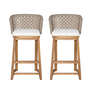 Outdoor Acacia Wood Bar Stools (Set of 2)