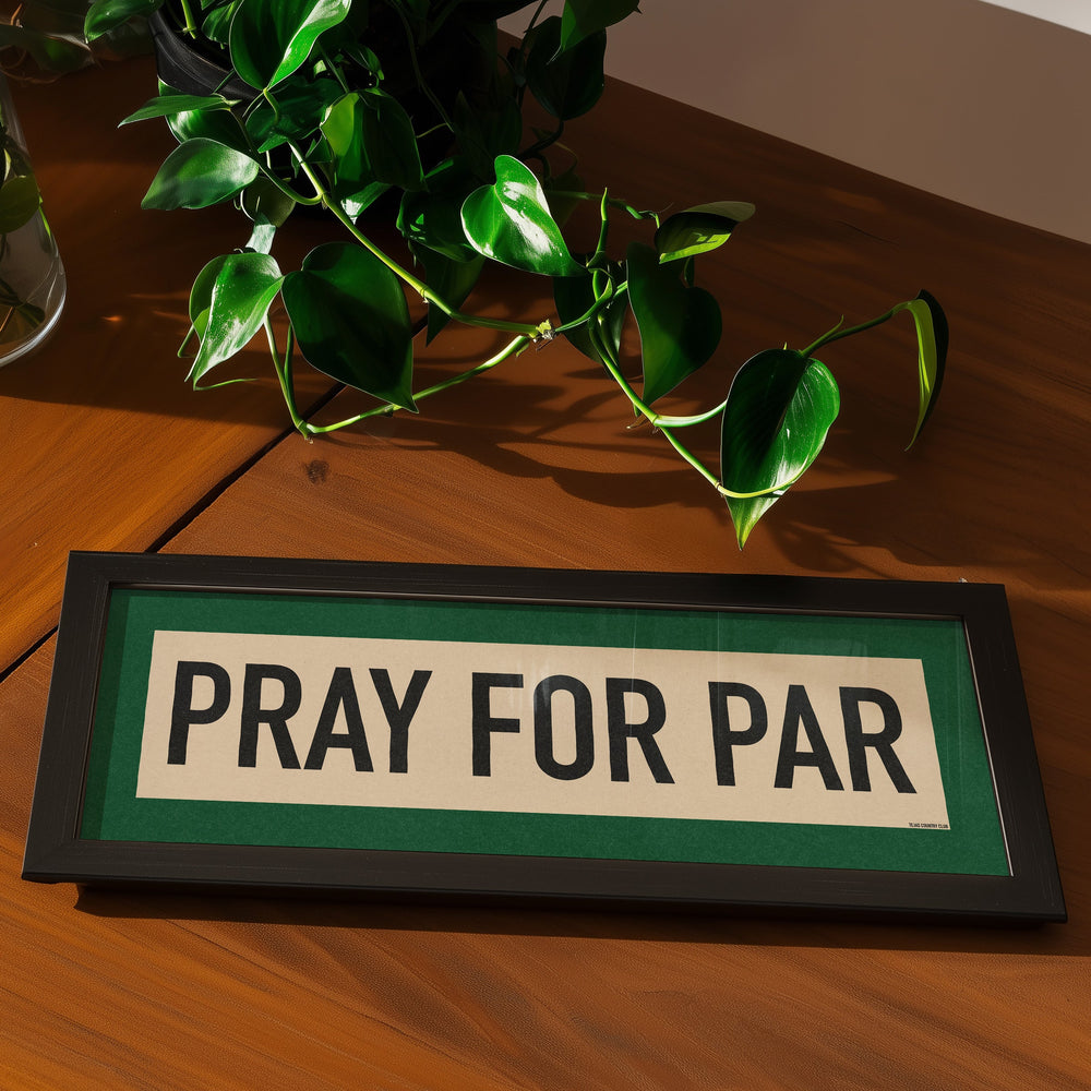 Framed Pray For Par Golf Art Scroll Sign