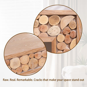 Rustic Wood Console Table with Natural Log Accents – 62 Entryway Table, Narrow Sofa Table, Hallway Accent Table – Modern Farmhouse Style